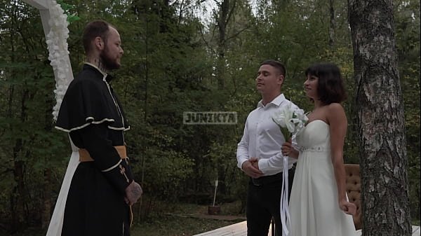 Slut bride fucked at the wedding and got two dicks in her pussy at once (Part 1)