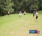 Soccer Field Turns Into Tranny Gangbang