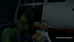 Hulk Woman And Her Friend Lesbian Pussy Rubbing