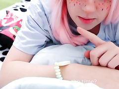 Lovely Pink Hair Teen Gets Ready For A Good Creamy Anal After Some Fingering