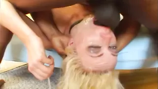 Sadistic Throat Gangbang Of A Dirty Blonde Whore