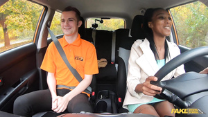 Fake Driving School   Ebony Learner Gets Stuck In The Seat 1   Asia Rae