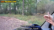 Real Amateur Brunette Sex Addict Gets Creative Inviting Him For Some Outdoor Public Forest Sex Travelling Down The Back Roads